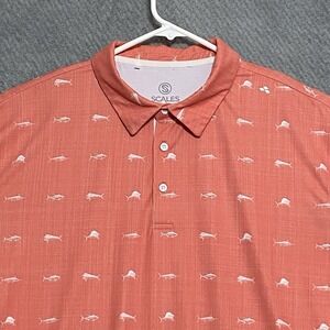 Scales Polo Shirt Men's Size XL Swordfish Marlin Performance Golf Casual